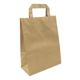 Torba Papierowa Kraft z Uchwyt Płaski 80g/m² 22+10x28cm (50 Sztuk)