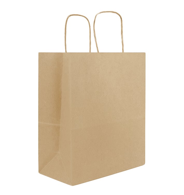 Torba Papierowa Kraft z Uchwyt Płaski 80g/m² 22+10x28cm (50 Sztuk)