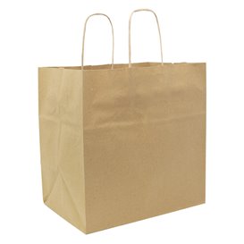 Torba Papierowa Kraft z Uchwyt Płaski 70g/m² 25+17x26cm (50 Sztuk)