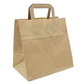 Torba Papierowa Kraft z Uchwyt Płaski 70g/m² 25+17x26cm (250 Sztuk)