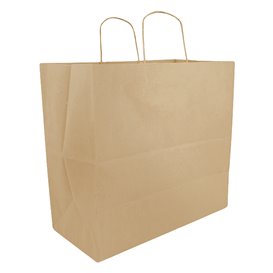 Torba Papierowa Kraft z Uchwyt Płaski 70g/m² 25+17x26cm (250 Sztuk)