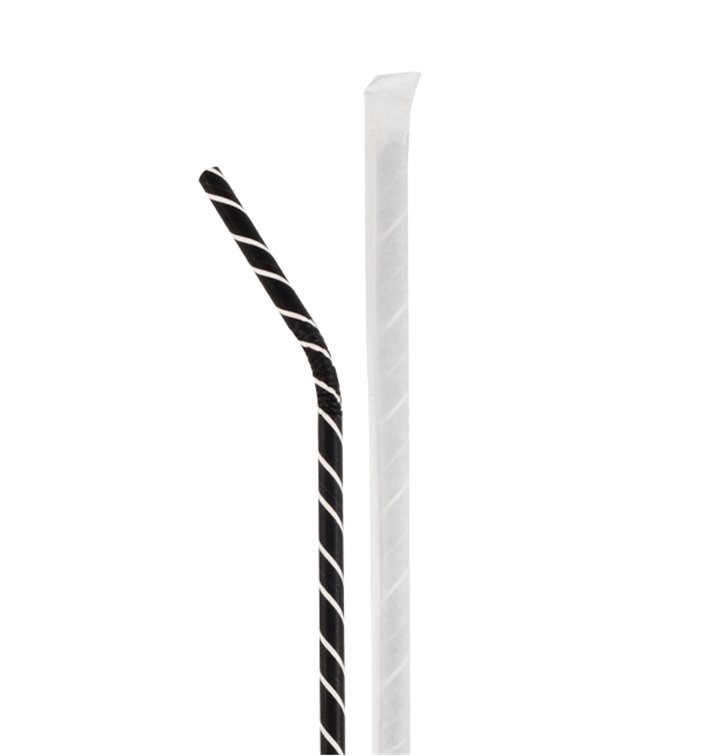 Słomki Elastyczne Papierowe Czarny Paskam Pakowane Pojedynczo Ø6mm 21cm (100 Sztuk) Słomki Elastyczne Papierowe Czarny Paskam Pakowane Pojedynczo Ø6mm 21cm (100 Sztuk)