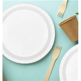 Talerz Papierowy Okrągły Biały Tłuszczoodporny Ø18cm 220g/m² (50 Sztuk)