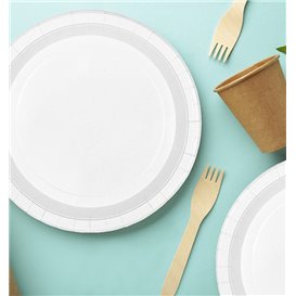 Talerz Papierowy Okrągły Biały Tłuszczoodporny Ø22cm 220g/m² (50 Sztuk)