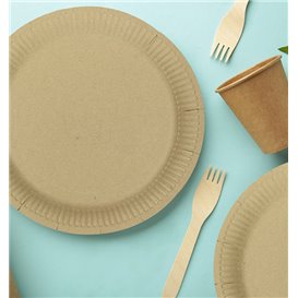 Talerz Papierowy Kraft Okrągły “Radial” Ø23cm 200gr/m² (50 Sztuk)