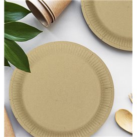 Talerz Papierowy Kraft Okrągły “Radial” Ø23cm 200gr/m² (50 Sztuk)