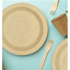 Talerz Papierowy Kraft Okrągły Tłuszczoodporny Ø18cm 195g/m² (50 Sztuk)