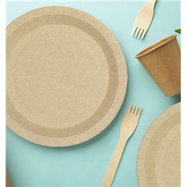 Talerz Papierowy Kraft Okrągły Tłuszczoodporny Ø22cm 195g/m² (450 Sztuk)