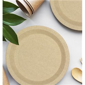 Talerz Papierowy Kraft Okrągły Tłuszczoodporny Ø22cm 195g/m² (50 Sztuk)