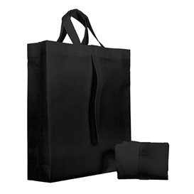 Non-Woven PREMIUM Foldable Foldable Bag with Short Handles Black 40+15x40cm (25 Units)