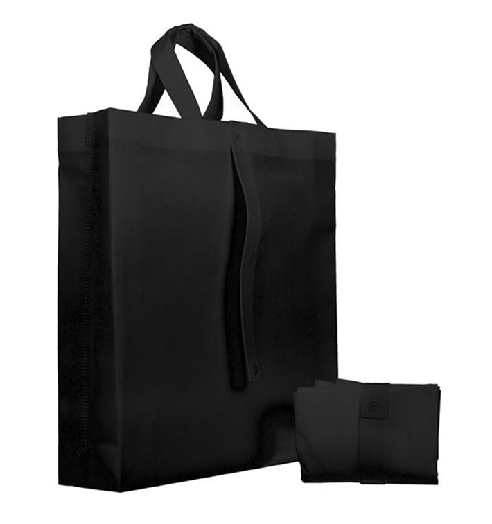 Non-Woven PREMIUM Foldable Foldable Bag with Short Handles Black 40+15x40cm (25 Units) Non-Woven PREMIUM Foldable Foldable Bag with Short Handles Black 40+15x40cm (25 Units)