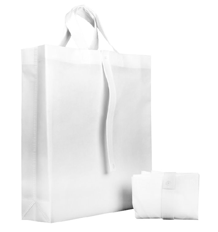 Non-Woven PREMIUM Foldable Foldable Bag with Short Handles White 40+15x40cm (25 Units) Non-Woven PREMIUM Foldable Foldable Bag with Short Handles White 40+15x40cm (25 Units)