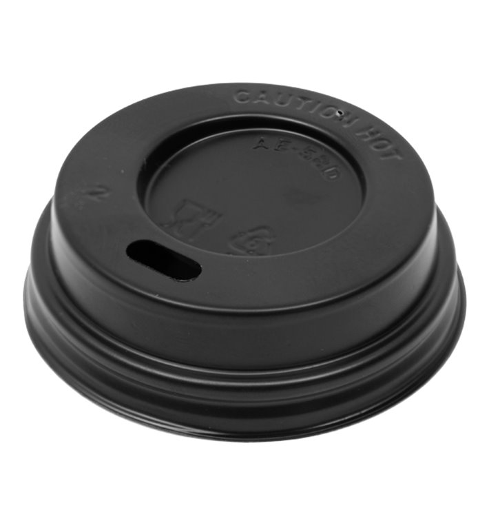 Pokrywka podróżna z otworem PS do czarnego kartonowego kubka 3Oz Ø5,8 cm (1.000 Sztuk) Pokrywka podróżna z otworem PS do czarnego kartonowego kubka 3Oz Ø5,8 cm (1.000 Sztuk)
