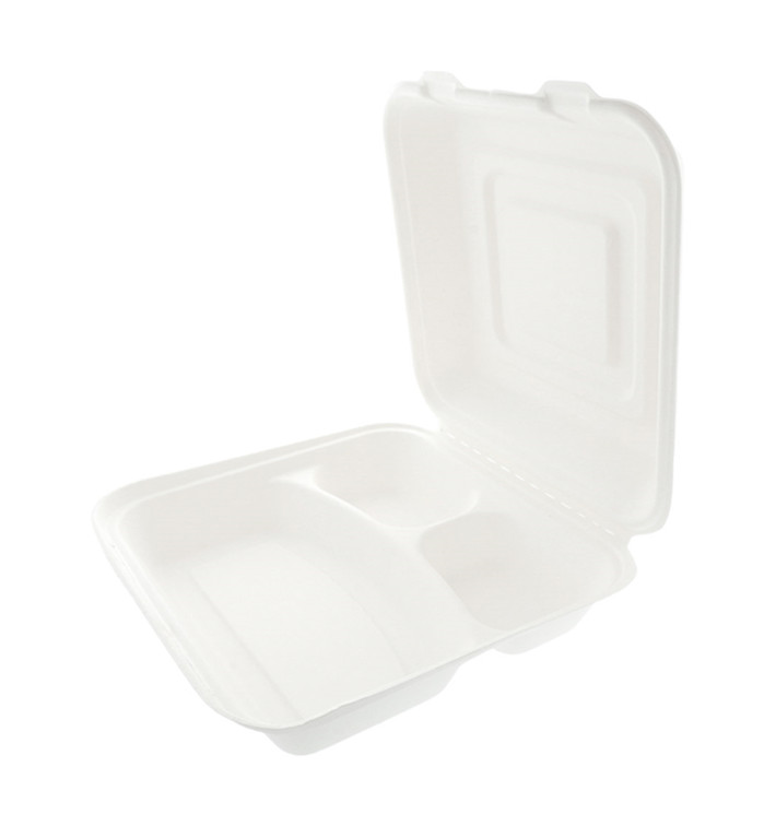 Opakowania MenuBox Trzciny Cukrowej Białe 3C 250x250x75mm Opakowania MenuBox Trzciny Cukrowej Białe 3C 250x250x75mm
