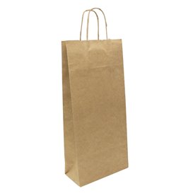 Torby Papierowe Kraft na Butelki z Uchwytami 18+8x39cm (300 Sztuk)