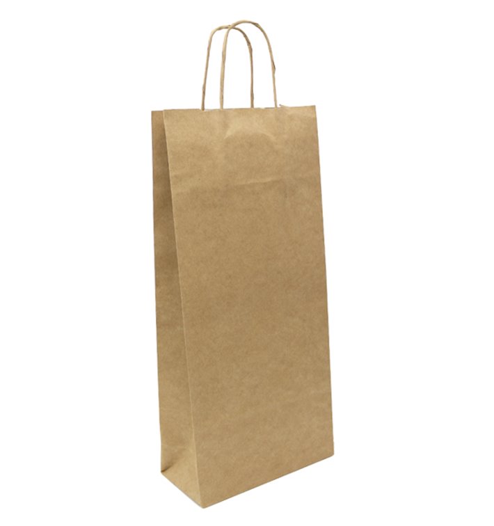 Torby Papierowe Kraft na Butelki z Uchwytami 18+8x39cm (50 Sztuk) Torby Papierowe Kraft na Butelki z Uchwytami 18+8x39cm (50 Sztuk)