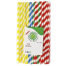 Słomki Elastyczne Papierowe Asortyment Ø6mm 23cm (3.000 Sztuk)