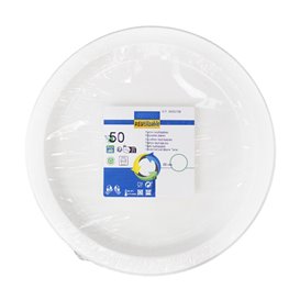 Talerz Płaski Biały Wielokrotnego Użytku Ekonomiczny PS Ø22cm (50 Sztuk)