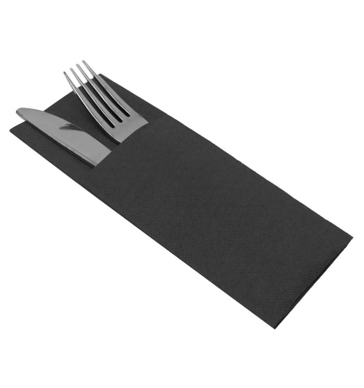 Serwetki Kieszonki na Sztućce Mikro Dot Czarne 33x40cm (60 Sztuk) Serwetki Kieszonki na Sztućce Mikro Dot Czarne 33x40cm (60 Sztuk)