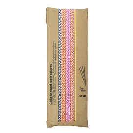 Słomki Proste Papierowe Kolory Ø8mm 40cm (50 Sztuk)
