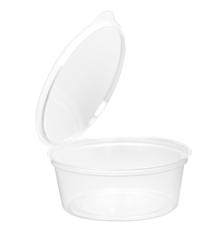 Pojemnik Okrągły z Pokrywką na Zawiasie APET 80ml (450 Sztuk) Pojemnik Okrągły z Pokrywką na Zawiasie APET 80ml (450 Sztuk)