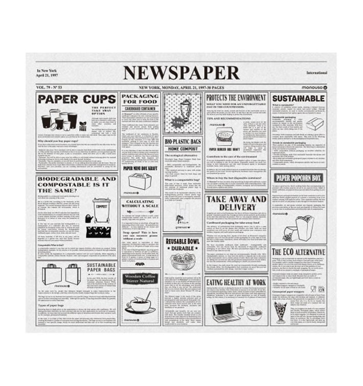 Papier Pergaminowy do Frytek "Gazetka" 28x31cm (1000 Sztuk) Papier Pergaminowy do Frytek "Gazetka" 28x31cm (1000 Sztuk)