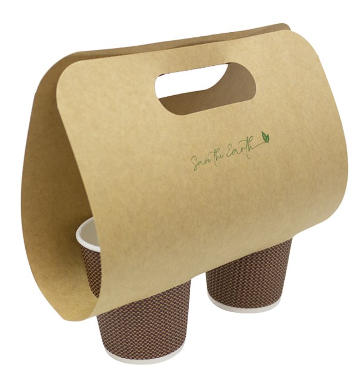 Uchwyty na Kubki Papierowe Kraft 23,9x18cm Ø8,0cm (100 Sztuk) Uchwyty na Kubki Papierowe Kraft 23,9x18cm Ø8,0cm (100 Sztuk)