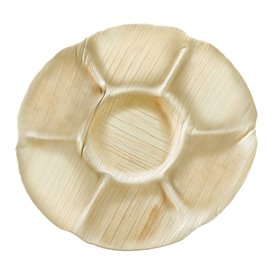 Talerz Okrągły z Liści Palmowych 7-dzielny Ø29,5cm (10 Sztuk)