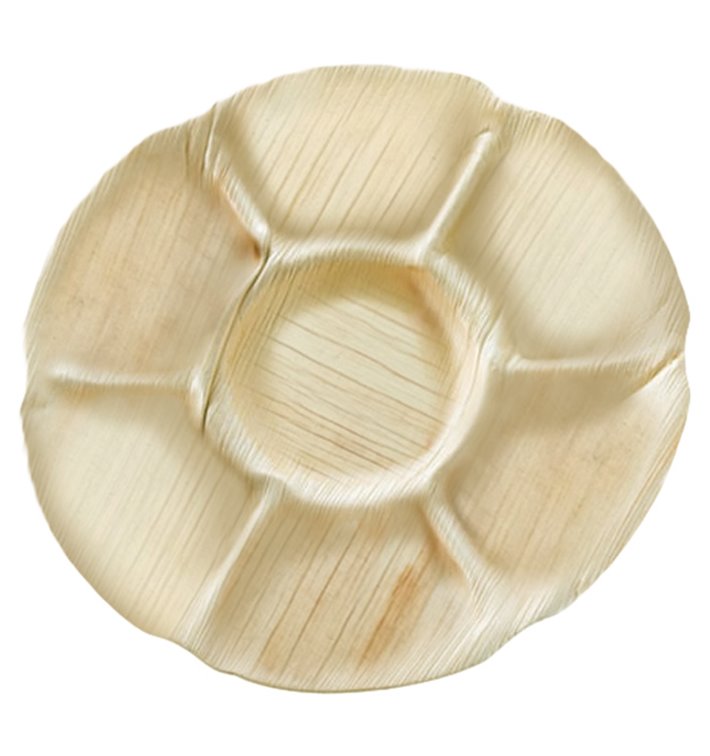 Talerz Okrągły z Liści Palmowych 7-dzielny Ø29,5cm (10 Sztuk) Talerz Okrągły z Liści Palmowych 7-dzielny Ø29,5cm (10 Sztuk)