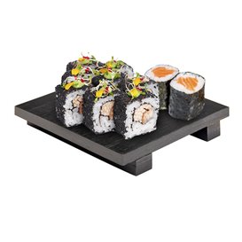 Taca Bambusowa Czarna do Serwowania Sushi 15x15x2,5cm (1 Sztuk)