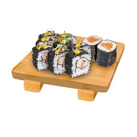 Taca Bambusowa do Serwowania Sushi 15x15x2,5cm (1 Sztuk)