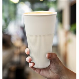 Wytrzymały kubek wielokrotnego użytku PP Kremowy 470ml Ø9,6cm (5 Sztuk)
