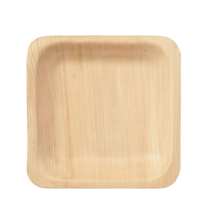 Kwadratowy Drewniany Talerz 9x9cm (25 Units) Kwadratowy Drewniany Talerz 9x9cm (25 Units)
