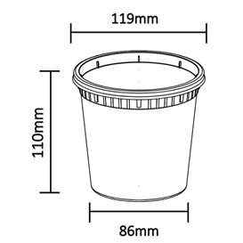 Pojemnik Plastikowy “Deli Range” Przezroczysty PP z Pokrywka 720ml (40 Sztuk)