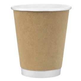 Kubki Papierowe 8 Oz/240ml Podwójne Ścianki Gładkie Kraft Ø8cm (500 Sztuk)