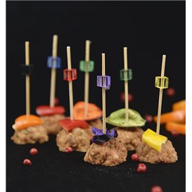 Szaszłyki Bambusowe Kubełkowe Kolory 7cm (100 Units)