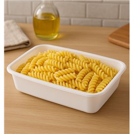 Pojemnik Plastikowy Prostokątny Biały PP 500ml 17,4x11,6x3,5cm (25 Sztuk)