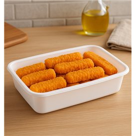 Pojemnik Plastikowy Prostokątny Biały PP 500ml 17,4x11,6x3,5cm (25 Sztuk)