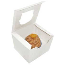 Pudełka na 1 Babeczki z Stojakiem 11x10x7,5cm Białe (20 Sztuk)