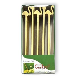Bambusowe Mieszadełko do Napój Różowy Flaming 14cm (50 Units)