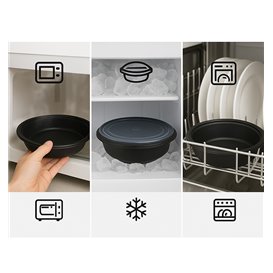 Pojemnik Plastikowy Czarny PP 1000ml Ø23cm (150 Sztuk)