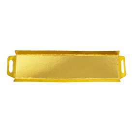 Tacka Papierowa Prostokątna Złota z Uchwytami 32x7,5 cm (5 Sztuk)
