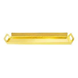 Tacka Papierowa Prostokątna Złota z Uchwytami 32x7,5 cm (5 Sztuk)