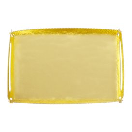 Tacka Papierowa Prostokątna Złota z Uchwytami 12x19cm (10 Sztuk)