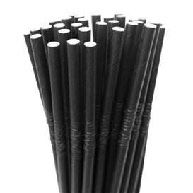 Słomki Elastyczne Papierowe Czarny Ø6mm 23cm (3.000 Sztuk)