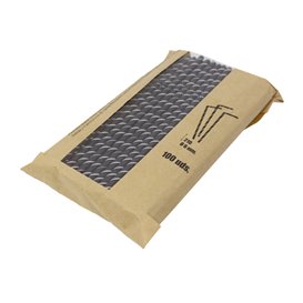 Słomki Elastyczne Papierowe Czarny Ø6mm 23cm (3.000 Sztuk)