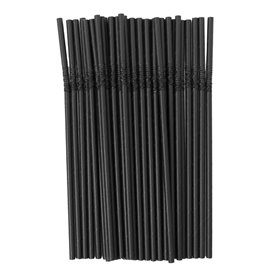 Słomki Elastyczne Papierowe Czarny Ø6mm 23cm (3.000 Sztuk)