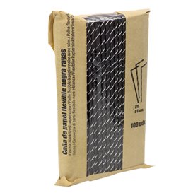 Słomki Elastyczne Papierowe Czarny Ø6mm 23cm (3.000 Sztuk)