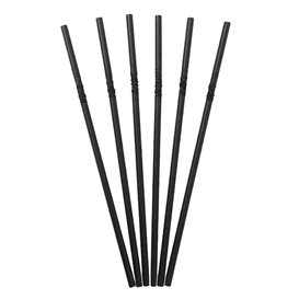 Słomki Elastyczne Papierowe Czarny Ø6mm 23cm (3.000 Sztuk)