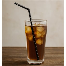 Słomki Elastyczne Papierowe Czarny Ø6mm 23cm (3.000 Sztuk)